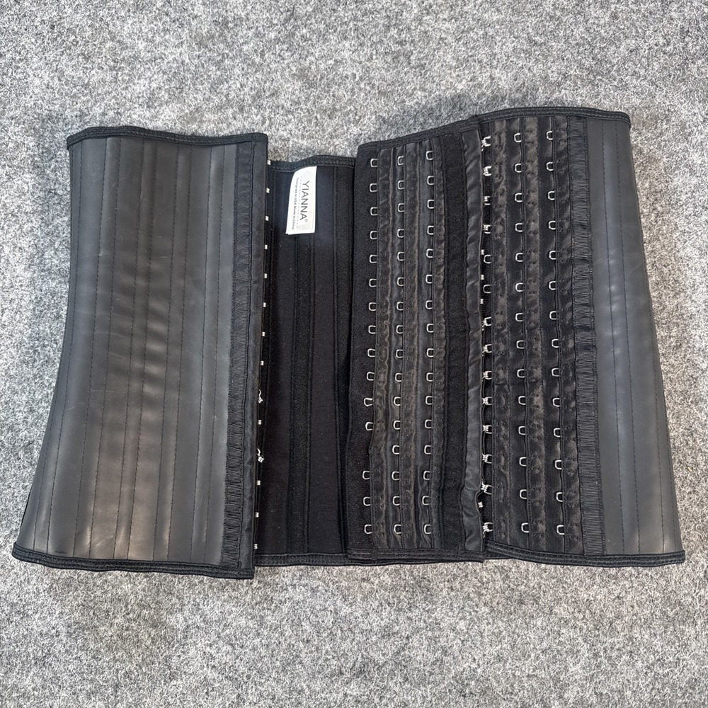Yianna Women Black Latex Waist Trainer Body Shaper Size XS